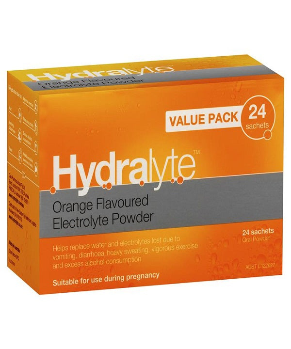 Hydralyte Electrolyte Powder Orange Sachets 24