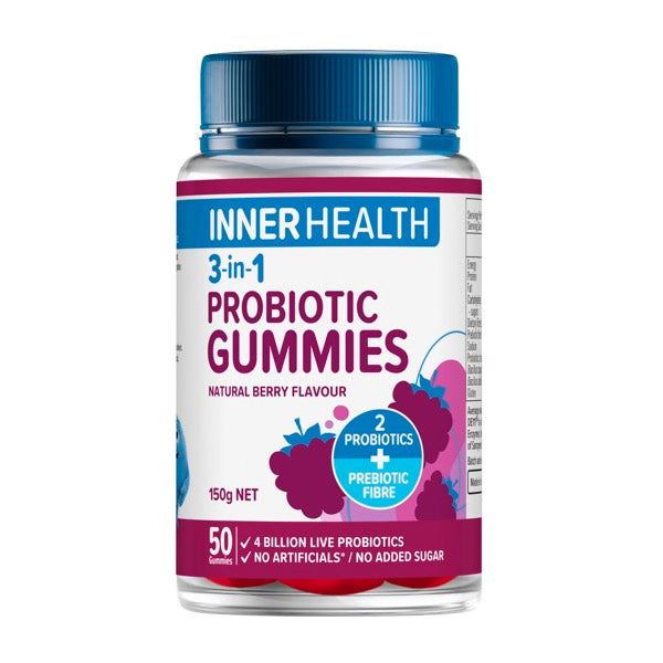 Inner Health 3-In-1 Natural Berry Flavoured Probiotic Gummies 50