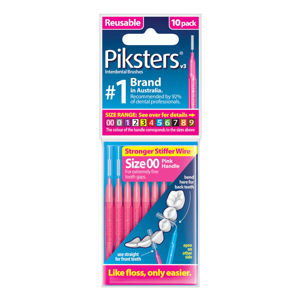 Piksters Interdental Brushes Size 00 Pink Small Straight 10
