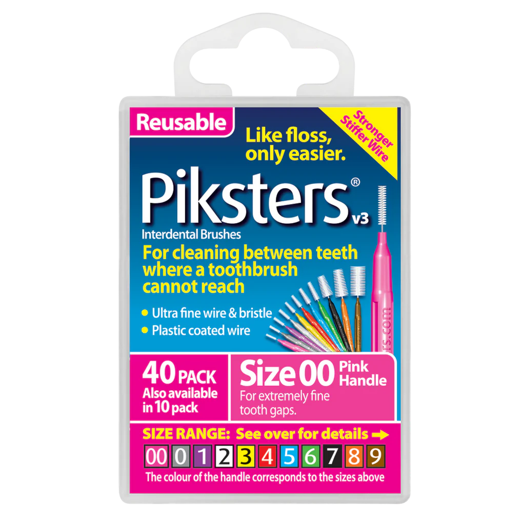 Piksters Interdental Brushes Size 00 Pink Small Straight 40