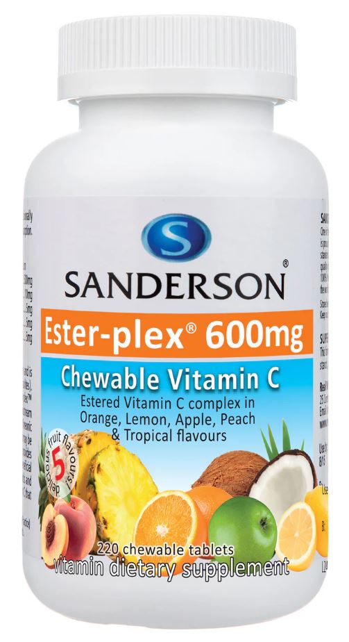 Sanderson Ester-Plex 600mg Vitamin C 5 Fruit Chewable Tablets 220