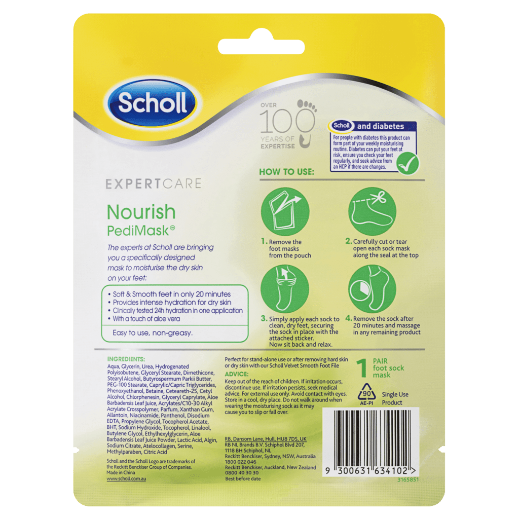 Scholl ExpertCare Nourish PediMask Aloe Vera