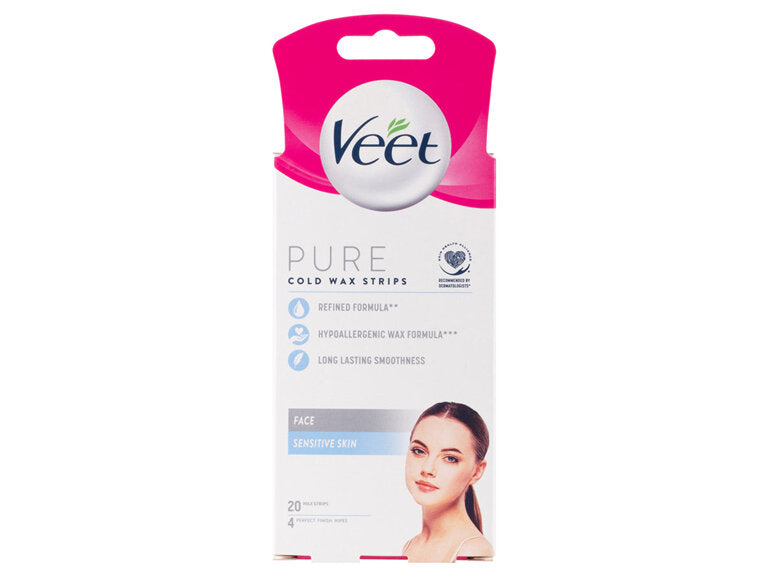 Veet Pure Face Cold Wax Strips for Sensitive Skin 20pk