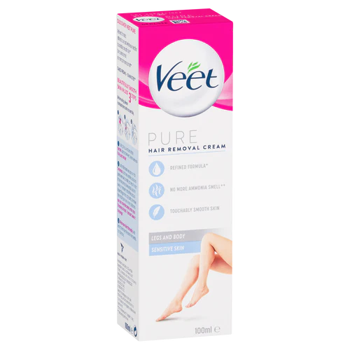 Veet Pure Hair Removal Cream Legs and Body Sensitive Skin 100mL