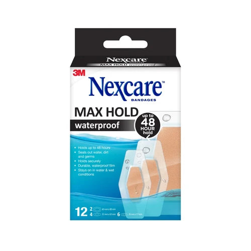 Nexcare Max Hold Waterproof Bandages 12 Assorted