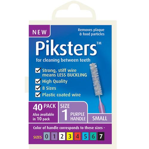Piksters Interdental Brushes Size 1 Purple Straight 40