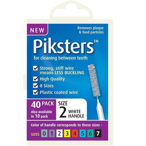 Piksters Interdental Brushes Size 2 White Straight 40