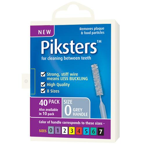 Piksters Interdental Brushes Size 0 Silver Small Straight 40