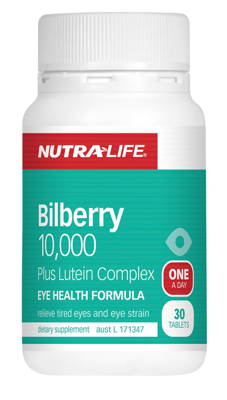 Nutra-Life Bilberry 10,000 plus Lutein Complex Tablets 30