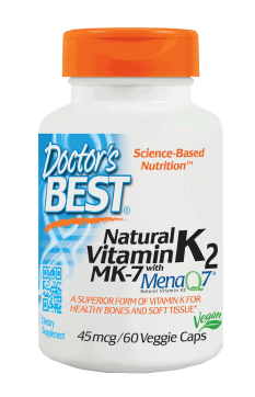 Doctor's Best Natural Vitamin K2 45mcg featuring MenaQ7 Veggie Capsules 60