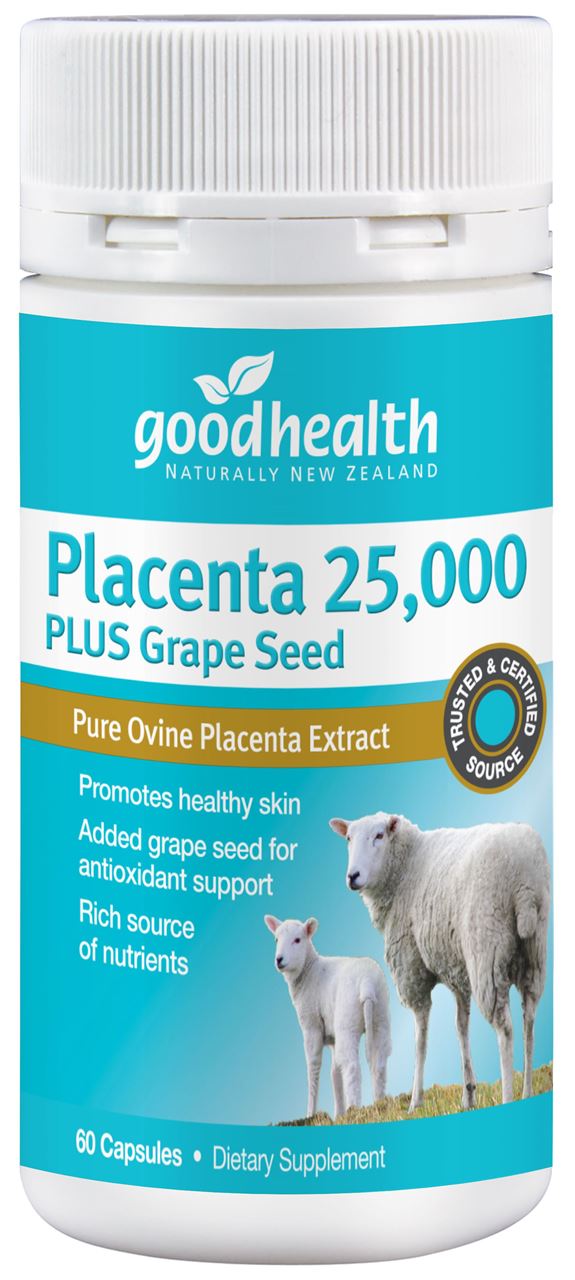 Good Health Placenta 25000 Plus Grape Seed Capsules 60