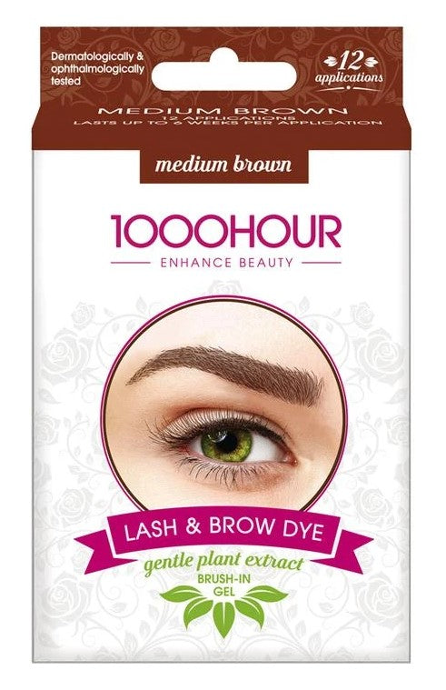 1000 Hour Eyelash & Brow Dye Kit Medium Brown 12 Applications