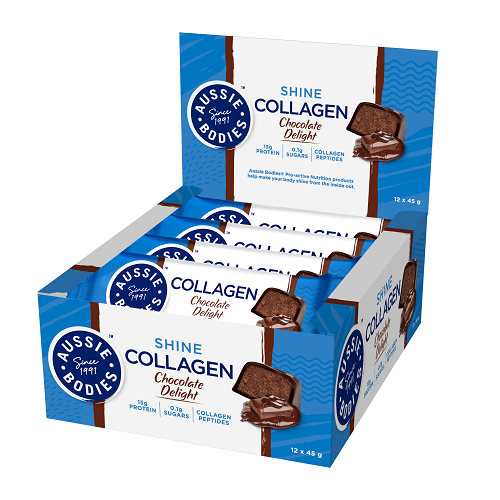 Aussie Bodies Shine Collagen Bar Chocolate Delight 45g x 12