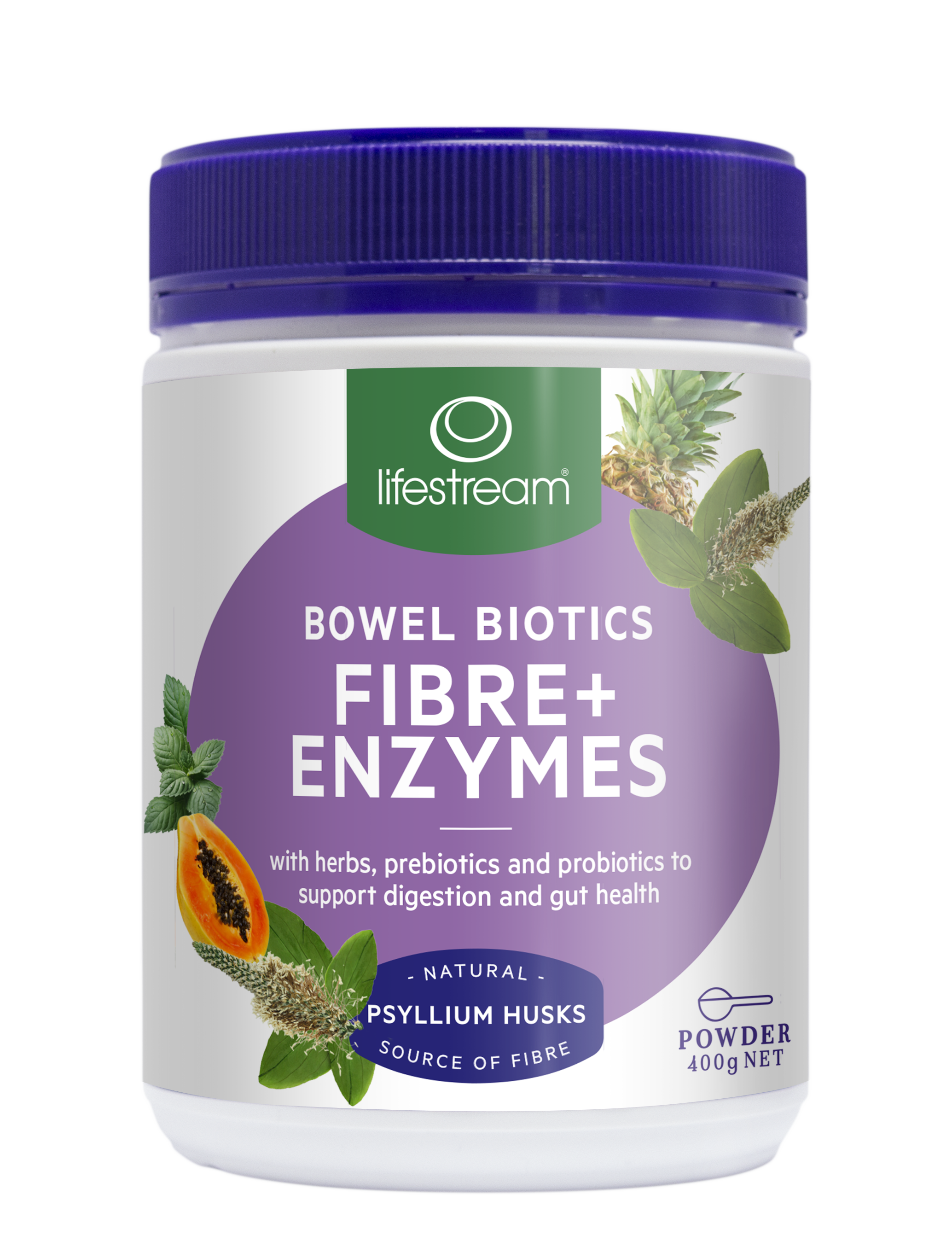 Lifestream Bowel Biotics+ with Digestive Enzymes High Fibre Powder 400g