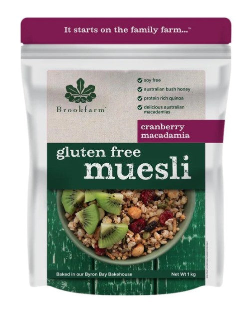 Brookfarm Gluten Free Macadamia Muesli with Cranberries 1kg