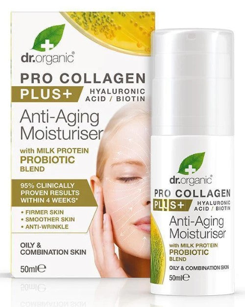 Dr Organic Pro Collagen+ Anti-Aging Moisturiser with Milk Protein Probiotic Blend 50ml