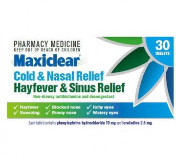 Maxiclear Cold & Nasal Relief Hayfever & Sinus Relief Tablets 30 - Maximum of 1 per order