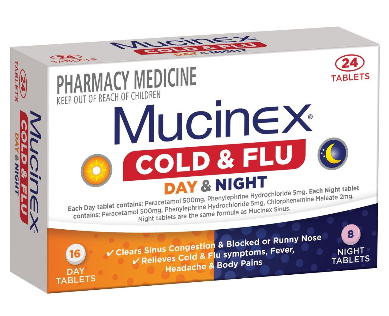 Mucinex Cold & Flu Day & Night Tablets 24