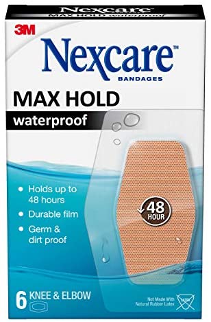 Nexcare Max Hold Waterproof Bandages Knee & Elbow 6