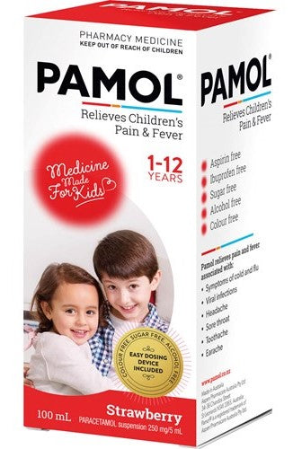 Pamol Colour Free Strawberry Suspension for All Ages 100ml