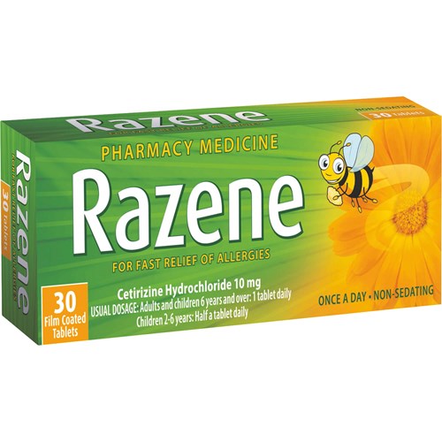 Razene (Cetirizine Hydrochloride) 10mg Tablets 30