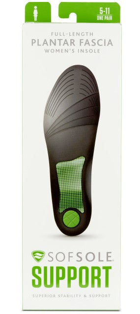 Sof Sole Full Length Plantar Fascia Women's Insole 1 Pair Size 5 to 11