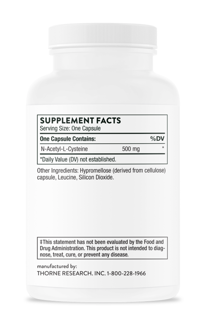 Thorne NAC N-Acetylcysteine 500mg Capsules 90 - 1