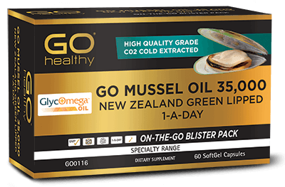 Go Healthy Mussel Oil 35,000 New Zealand Green-Lipped 1-A-Day Capsules 60