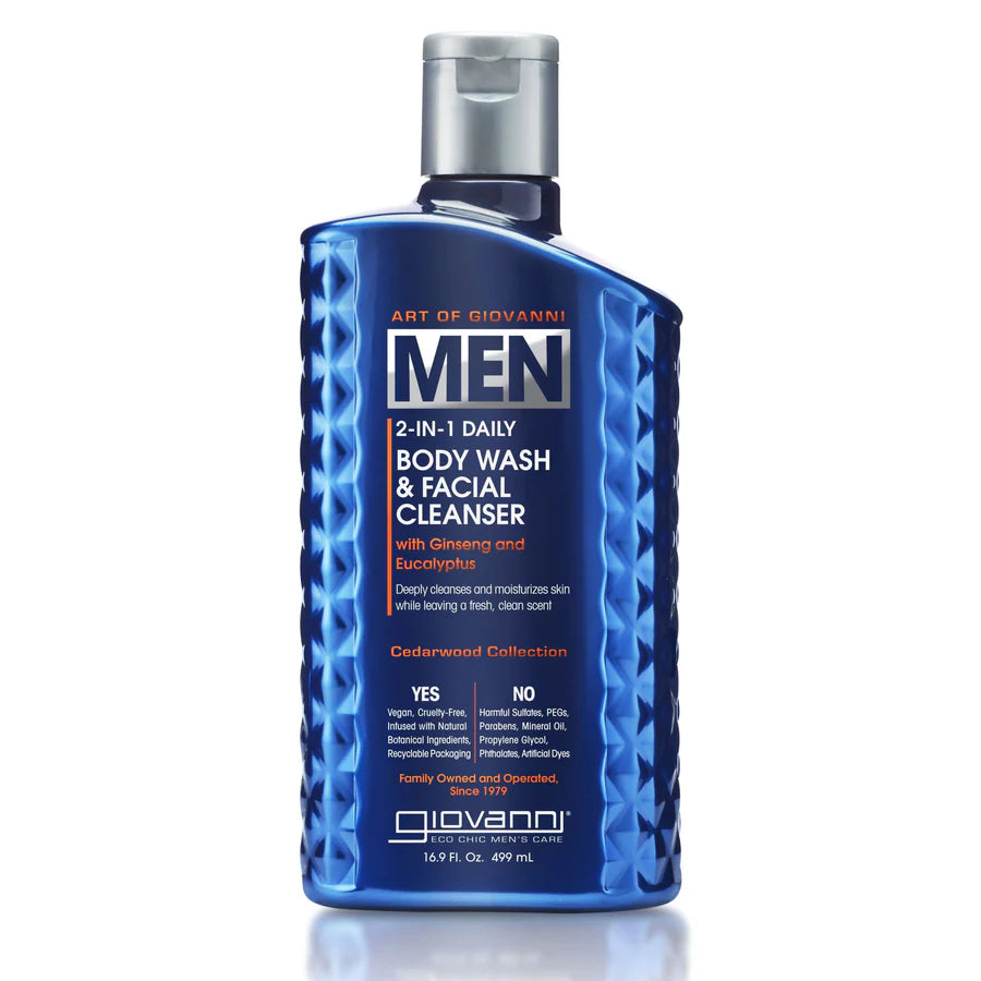 Art of Giovanni Men 2-in-1 Daily Body Wash & Facial Cleanser - With Ginseng & Eucalyptus 499ml