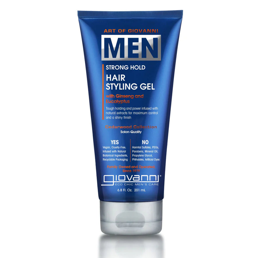Art of Giovanni Men Strong Hold Hair Styling Gel - With Ginseng & Eucalyptus 201ml
