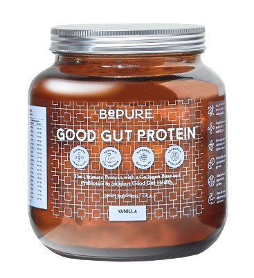 BePure Good Gut Protein Powder Glass Jar Vanilla 536g