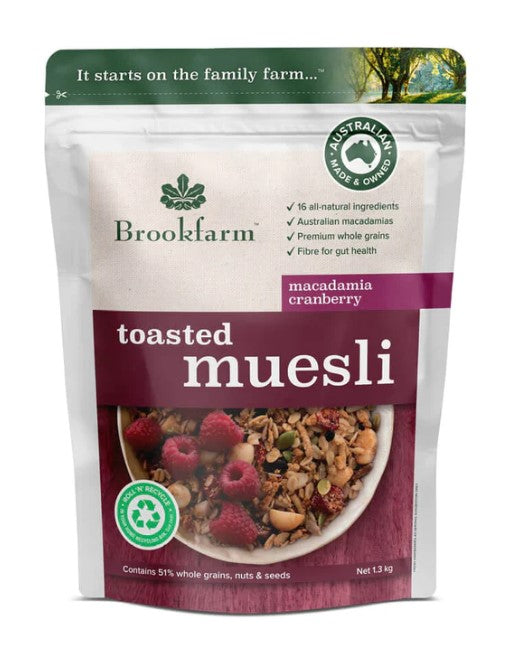 Brookfarm Toasted Macadamia Muesli with Cranberries 1.3kg