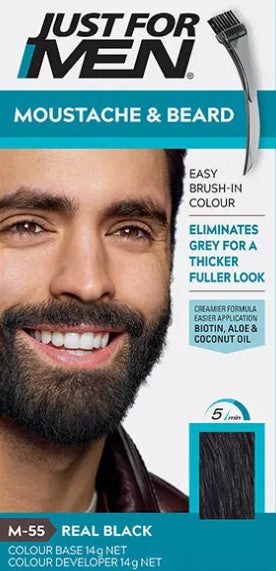 Just for Men Brush-In Colour Gel for Moustache & Beard - Real Black