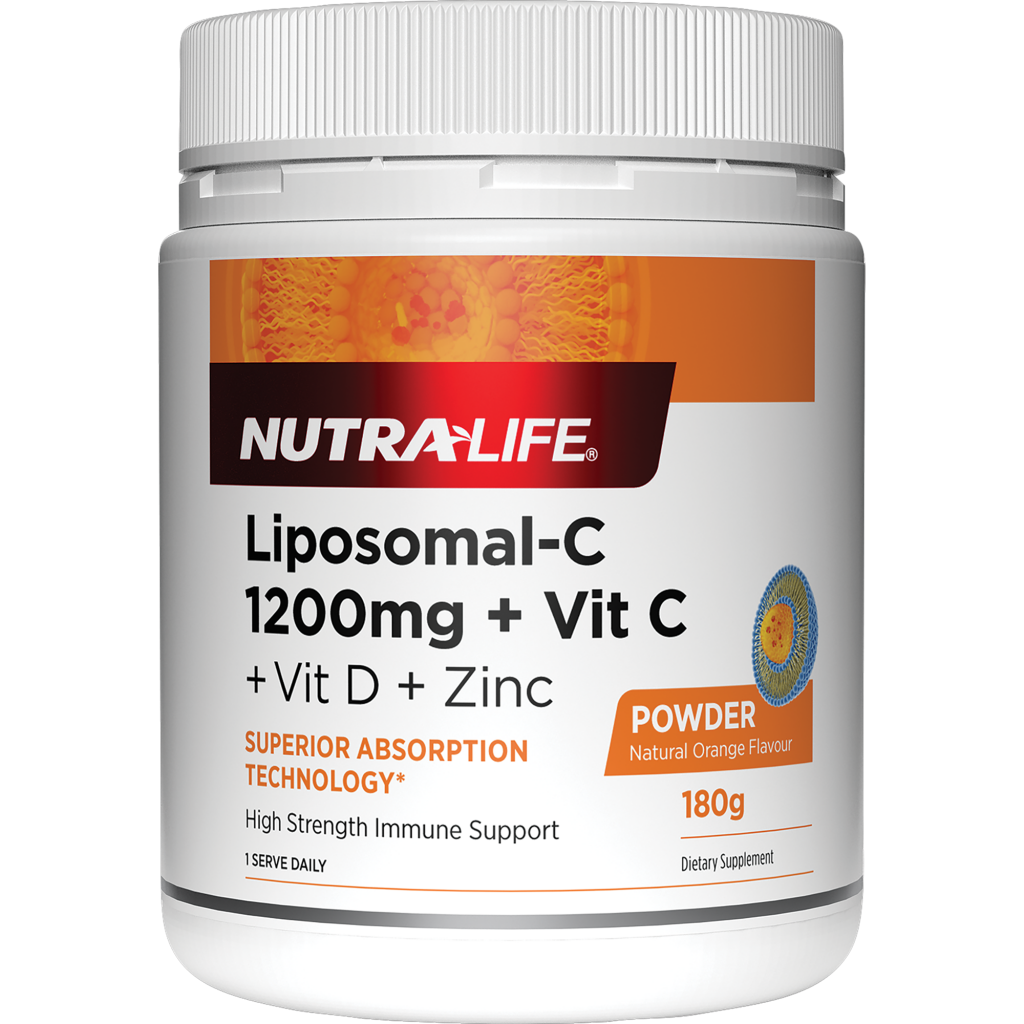 Nutra-Life Liposomal-C 1200mg + Vit C + Vit D + Zinc Powder 180g