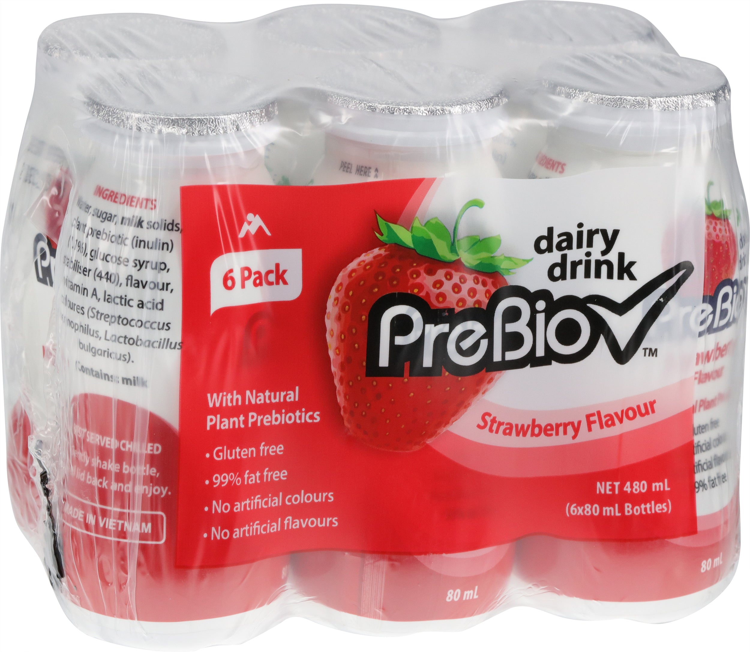 PreBioTick Strawberry Flavour Prebiotic Drink 6 x 80ml