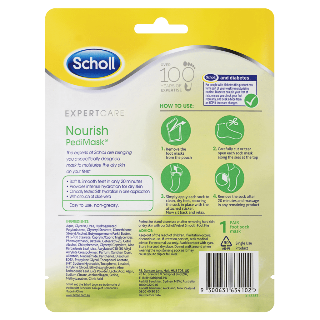 Scholl ExpertCare Nourish PediMask Aloe Vera 1 Pair