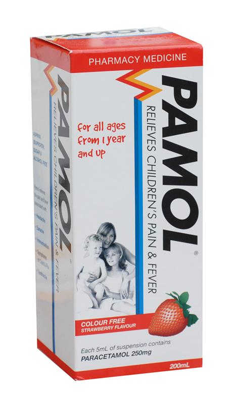 Pamol Colour Free Strawberry Suspension for All Ages 200ml