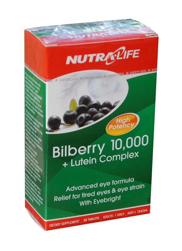 Nutra-Life Bilberry 10,000 plus Lutein Complex Tablets 30