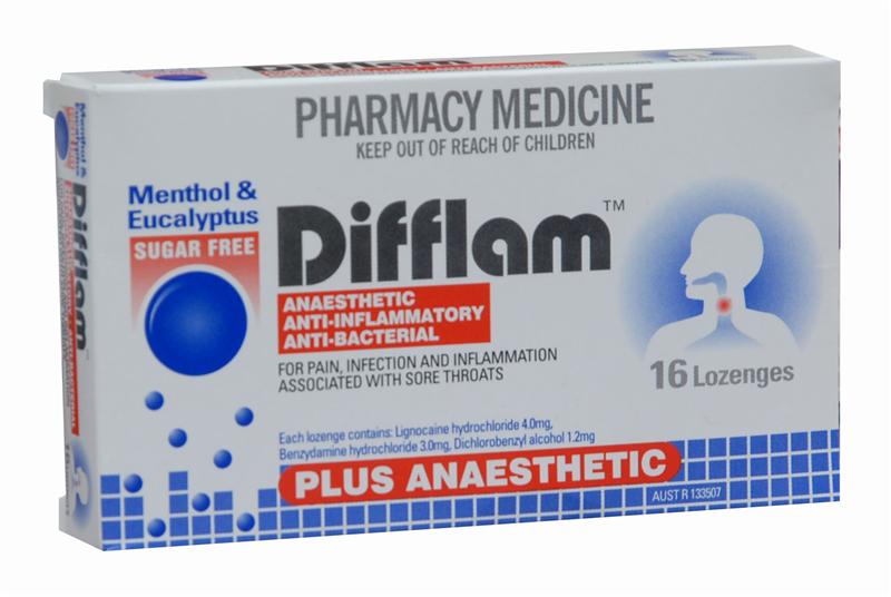 Difflam Plus Anaesthetic Menthol & Eucalyptus Lozenges 16