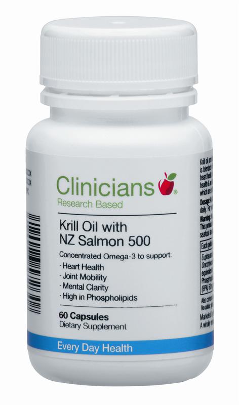 Clinicians Krill Oil with NZ Salmon 500 Capsules 60