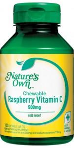 Nature's Own Raspberry Vitamin C 500mg Chewable Tablets 100