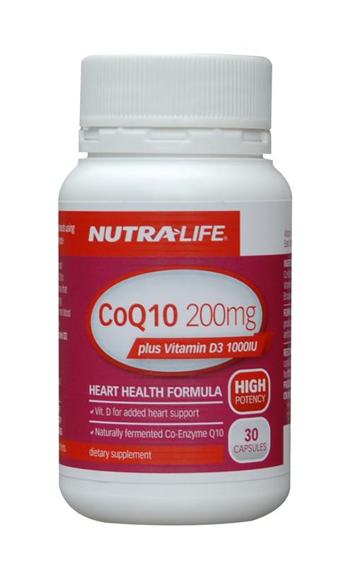 Nutra-Life CoQ10 200mg plus Vitamin D3 1000IU Capsules 30