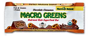 MacroLife Naturals Macro Greens Chocolate-Cinnamon Antioxidant Superfood Bar 42g