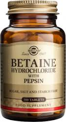 Solgar Betaine Hydrochloride with Pepsin Tablets 100