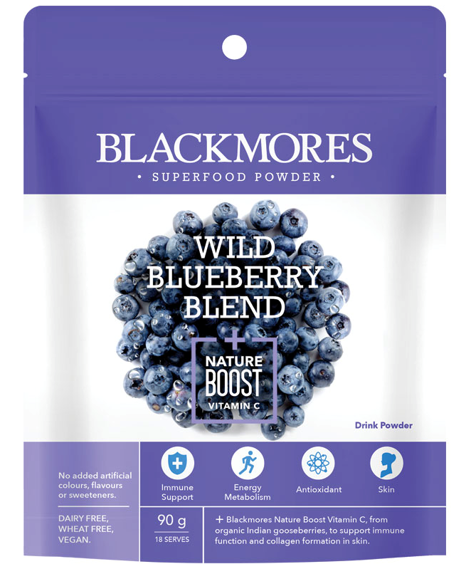 Blackmores Wild Blueberry Blend + Nature Boost Vitamin C Powder 90