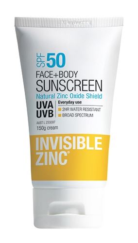 Invisible Zinc Face + Body Sunscreen SPF50 150g