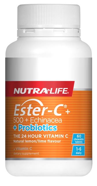 Nutra-Life Ester-C + 500 + Echinacea + Probiotics Chewable Tablets 60