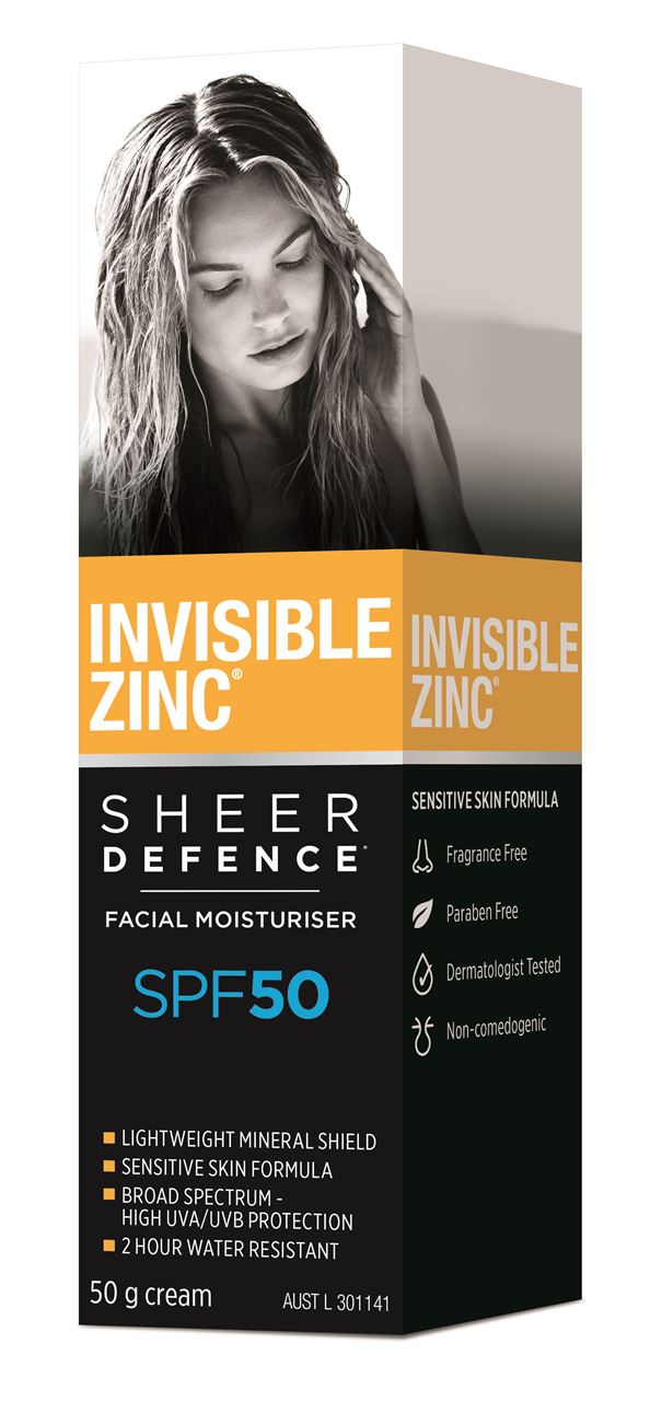 Invisible Zinc Sheer Defence Facial Moisturiser SPF50 50g