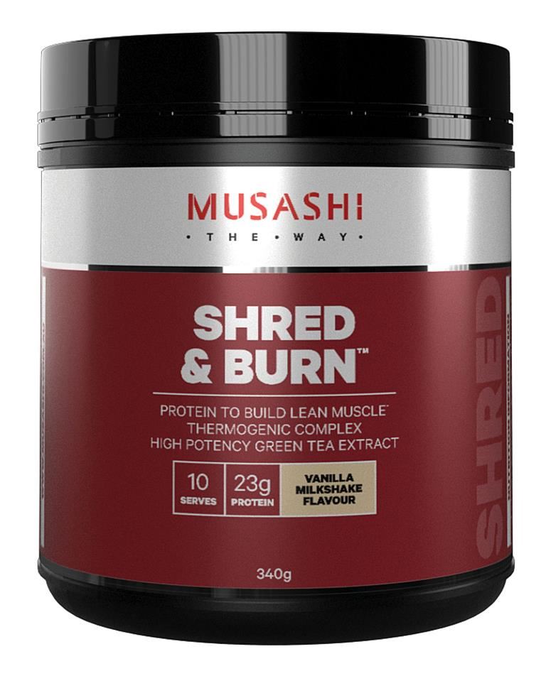 Musashi Shred & Burn Vanilla Milkshake 340g