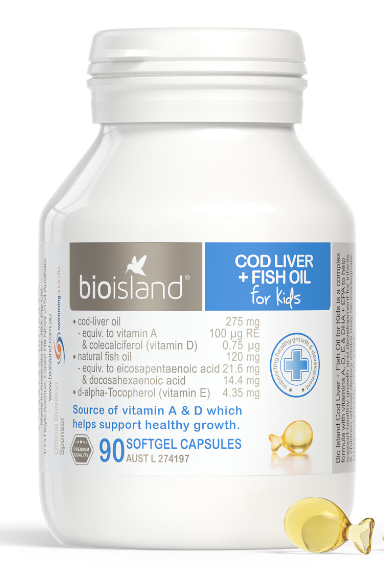 BioIsland Cod Liver + Fish Oil for Kids Capsules 90